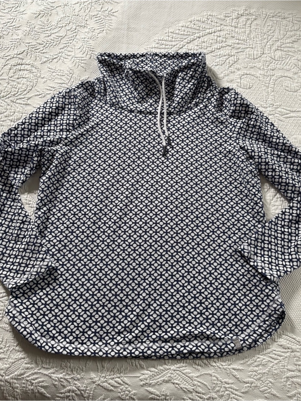 Talbots pullover sweatshirt leafy dot blue UPF 50 size L - Picture 2 of 12